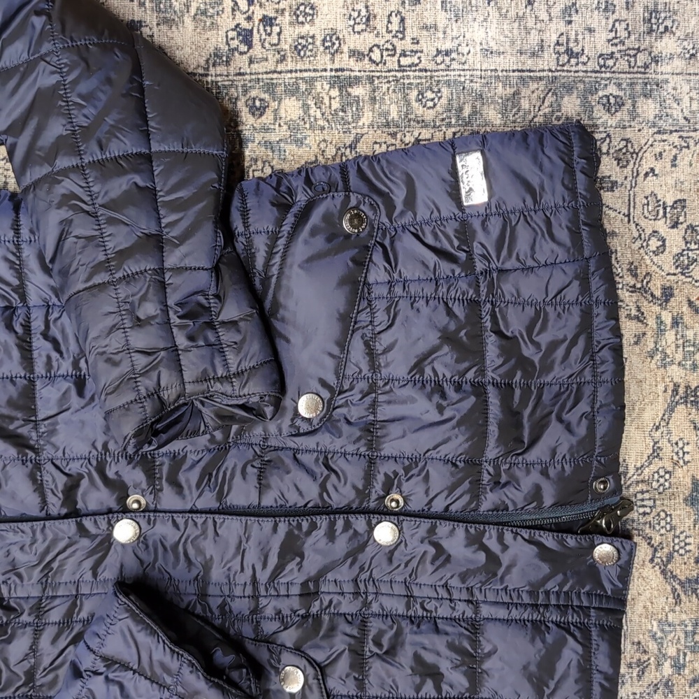 Quilted Navy Puffer Jacket w/ Pockets B Vertigo w/ Button Flaps on Tailcoat - Picture 3 of 5